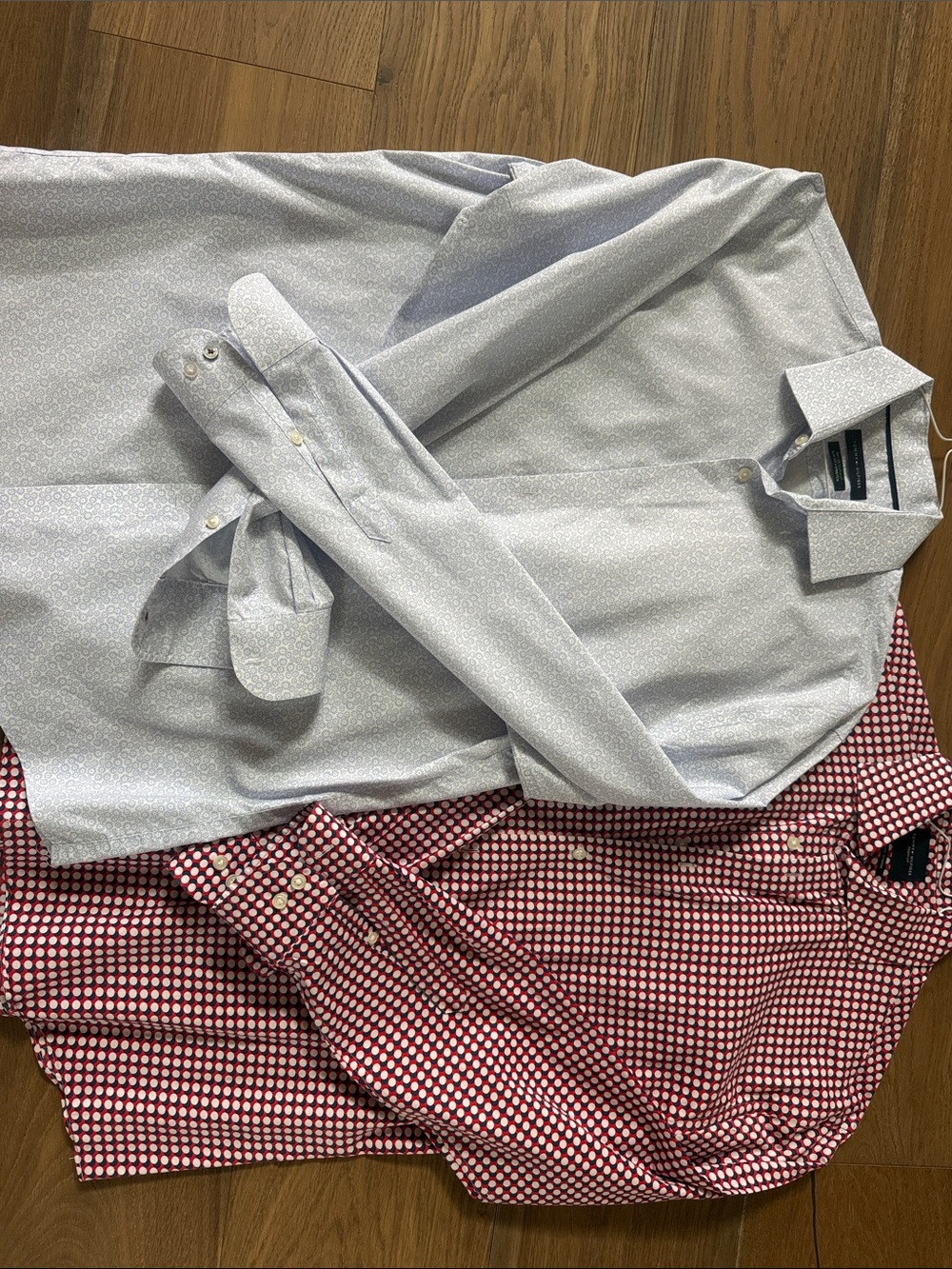 Tommy Hilfiger Light Gray & Red Patterned Men's Dress Shirts (Set of 2)